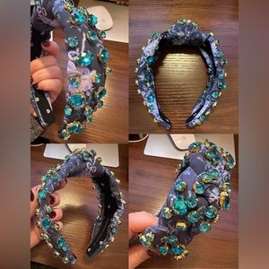 Lele Sadoughi x LoveShackFancy Oval Crystal Blue Noir Knotted Headband